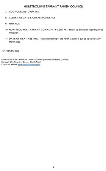  - February Parish Council meeting