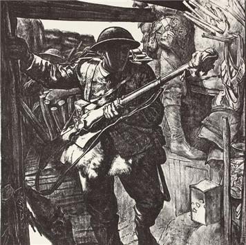 Eric Henri Kennington (1888–1960), Into the Trenches, lithograph, 1917 © Ashmolean Museum, University of Oxford - From Propaganda to People