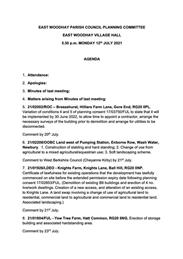 Planning Meeting 12/07/21 EWVH 5:30pm