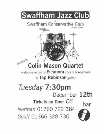  - Swaffham Jazz Club....Colin Mason Quartet