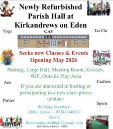 The newly refurbished Beaumont Parish Hall