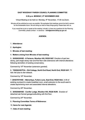  - Planning Meeting 09 November 2020 @17:30
