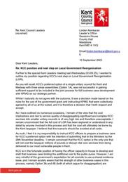 L K Kent Leader Local Government Reorganisation