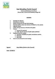 Agenda for EWPC Meeting 28 June 2021