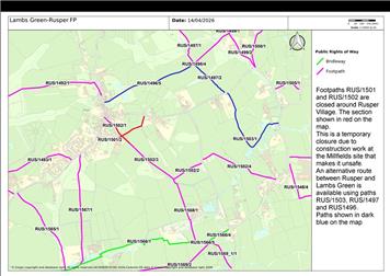 Public Footpath Closures and Diversions – Rusper