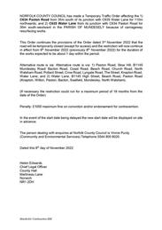 Continuation of Road Closure