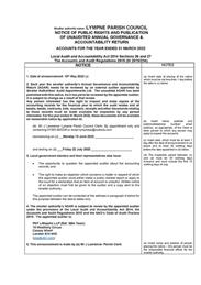 LYMPNE PARISH COUNCIL NOTICE OF PUBLIC RIGHTS AND PUBLICATION OF UNAUDITED ANNUAL GOVERNANCE & ACCOUNTABILITY RETURN
