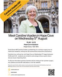 Caroline Voaden MP - Hope Cove Surgery August 2026