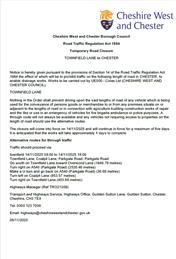 Temporary Road Closure Townfield Lane