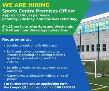  - Job Vacancy: Sports Centre Premises Officer