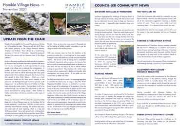  - Hamble Village Newsletter - November 2021