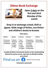 DITTON BOOK EXCHANGE NEW DATES