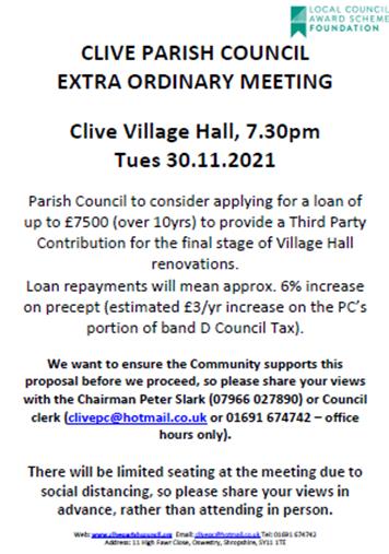  - Loan for Village Hall renovations - Share your views before 30.11.2021!