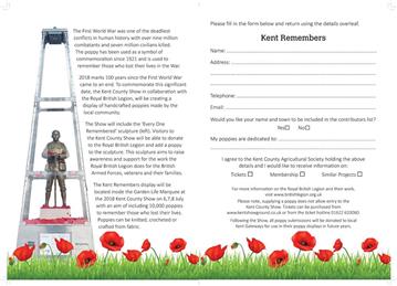  - Kent Remembers - Get creative making Poppies for the Kent County Show