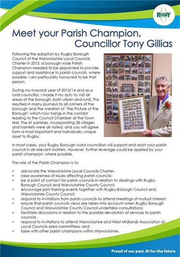  - Meet Your Parish Champion – Cllr Tony Gillias (Rugby Borough Council)