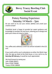 Social event 14th March further details
