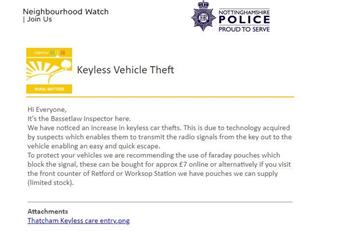 Keyless Car Thefts - Neighbourhood Watch