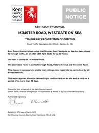 Emergency Road Closure - Minster Road