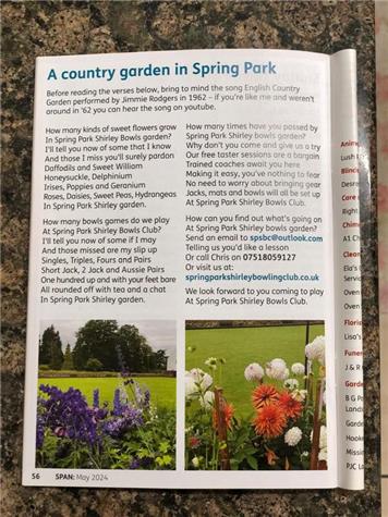  - News from Spring Park Shirley Bowling Green - SPAN Magazine - May 2024