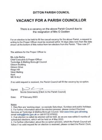  - Vacancy on Council