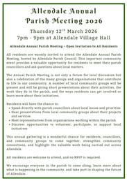 Open invitation to residents to the Allendale Annual Parish meeting