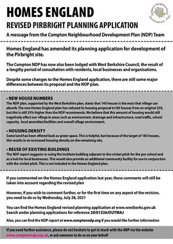  - Homes England Submit Amended Planning Application - Closing date for comments 28th July 2021