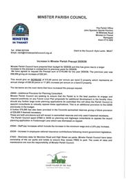 Explanation of Minster Parish Council Precept increase