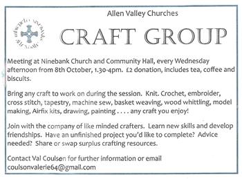 Weekly Craft Group at Ninebanks