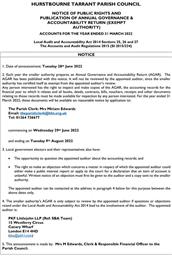 NOTICE OF PUBLIC RIGHTS AND PUBLICATION OF UNAUDITED ANNUAL GOVERNANCE & ACCOUNTABILITY RETURN ACCOUNTS FOR THE YEAR ENDED 31 MARCH 2022