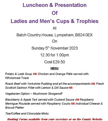  - Somerset Bowls Association  Luncheon & Presentation of Cups & Trophies