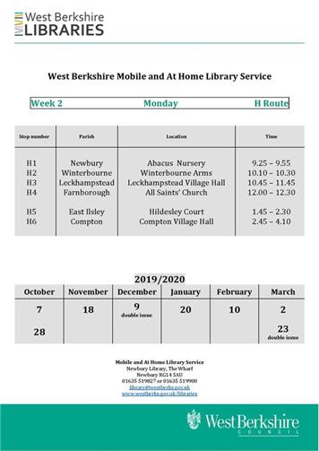  - Mobile Library Timetable Oct 2019 - Mar 2020