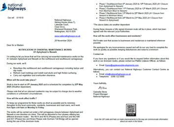 FURTHER PROGRESS UPDATE - NOTIFICATION OF ESSENTIAL MAINTENANCE WORKS A1 Apleyhead to Newark