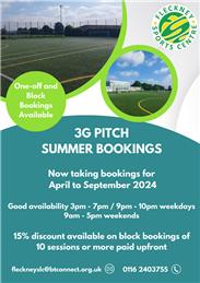 3G Pitch Summer Bookings