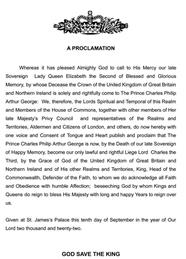 Proclamation of the King