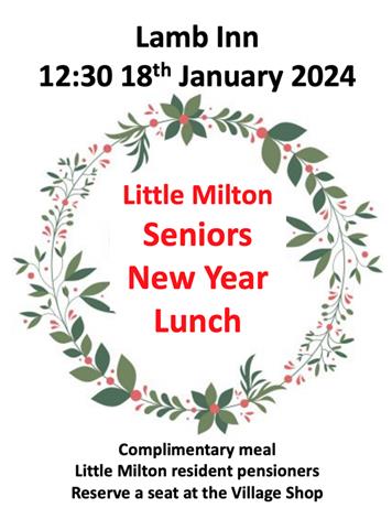  - Seniors Christmas Lunch  Thursday 18 January 2024