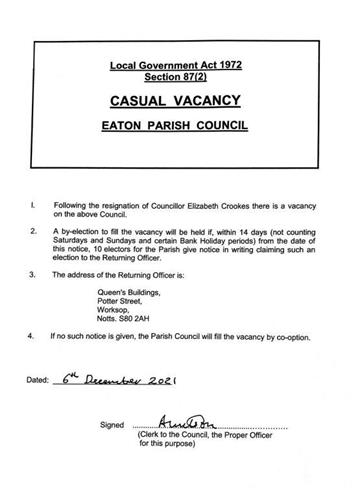  - Parish Council Vacancy
