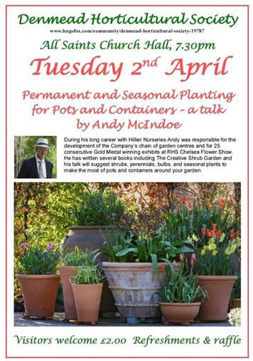  - Talk on Tuesday 2nd April  Permanent and Seasonal Planting for Pots and Containers