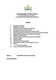 EWPC Meeting 25/04/22