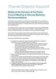 Notice of TDC's decision at Council in response to the Auditor's recommendations