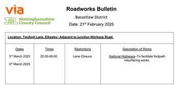 Roadworks Bulletin