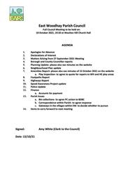 EWPC Meeting 18/10/21at 7:30pm WHCH