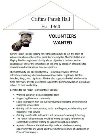  - Volunteers Wanted