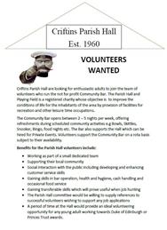 Volunteers Wanted