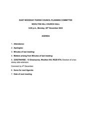 Planning Meeting 20/11/2023 6pm.