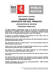 Extension of Hengist Road closure