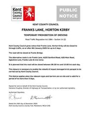 Franks Lane Temporary Closure - 6th January 2025
