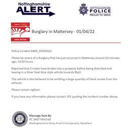 Burglary in Mattersey