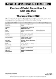 NOTICE OF UNCONTESTED ELECTION