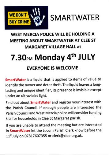  - SmartWater Meeting 7.30 4th July