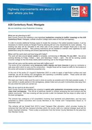 KCC Notice - Installation of new Pedestrian Crossing Westgate